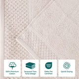 Lodie Cotton Jacquard Solid and Two-Toned Bath Towel Set of 4