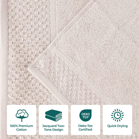 Lodie Cotton Jacquard Solid and Two-Toned Bath Towel Set of 4