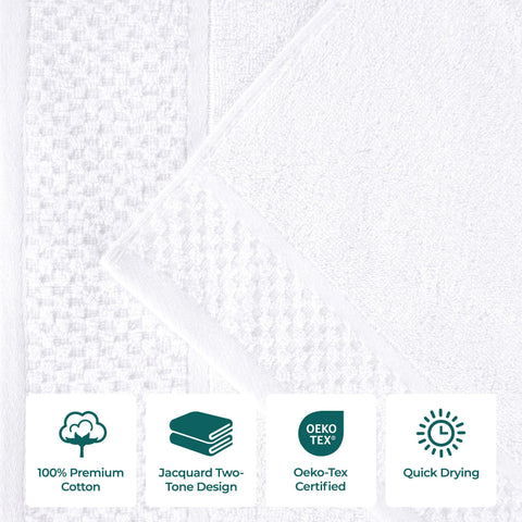 Lodie Cotton Jacquard Solid and Two-Toned Bath Towel Set of 4