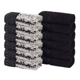 Lodie Cotton Jacquard Solid and Two-Toned Face Towel Washcloth Set of 12