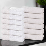 Lodie Cotton Jacquard Solid and Two-Toned Face Towel Washcloth Set of 12