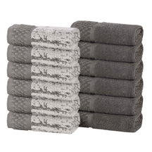 Lodie Cotton Jacquard Solid and Two-Toned Face Towel Washcloth Set of 12