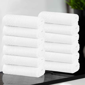 Lodie Cotton Jacquard Solid and Two-Toned Face Towel Washcloth Set of 12