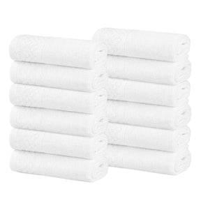 Lodie Cotton Jacquard Solid and Two-Toned Face Towel Washcloth Set of 12