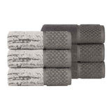 Lodie Cotton Jacquard Solid and Two-Toned Hand Towel Set of 6