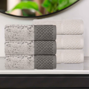 Lodie Cotton Jacquard Solid and Two-Toned Hand Towel Set of 6