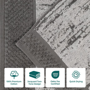 Lodie Cotton Plush Absorbent Jacquard Solid 3 Piece Assorted Towel Set