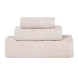 Lodie Cotton Plush Absorbent Jacquard Solid 3 Piece Assorted Towel Set