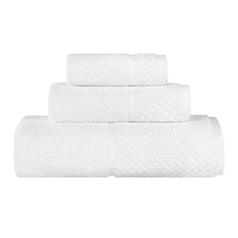 Lodie Cotton Plush Absorbent Jacquard Solid 3 Piece Assorted Towel Set