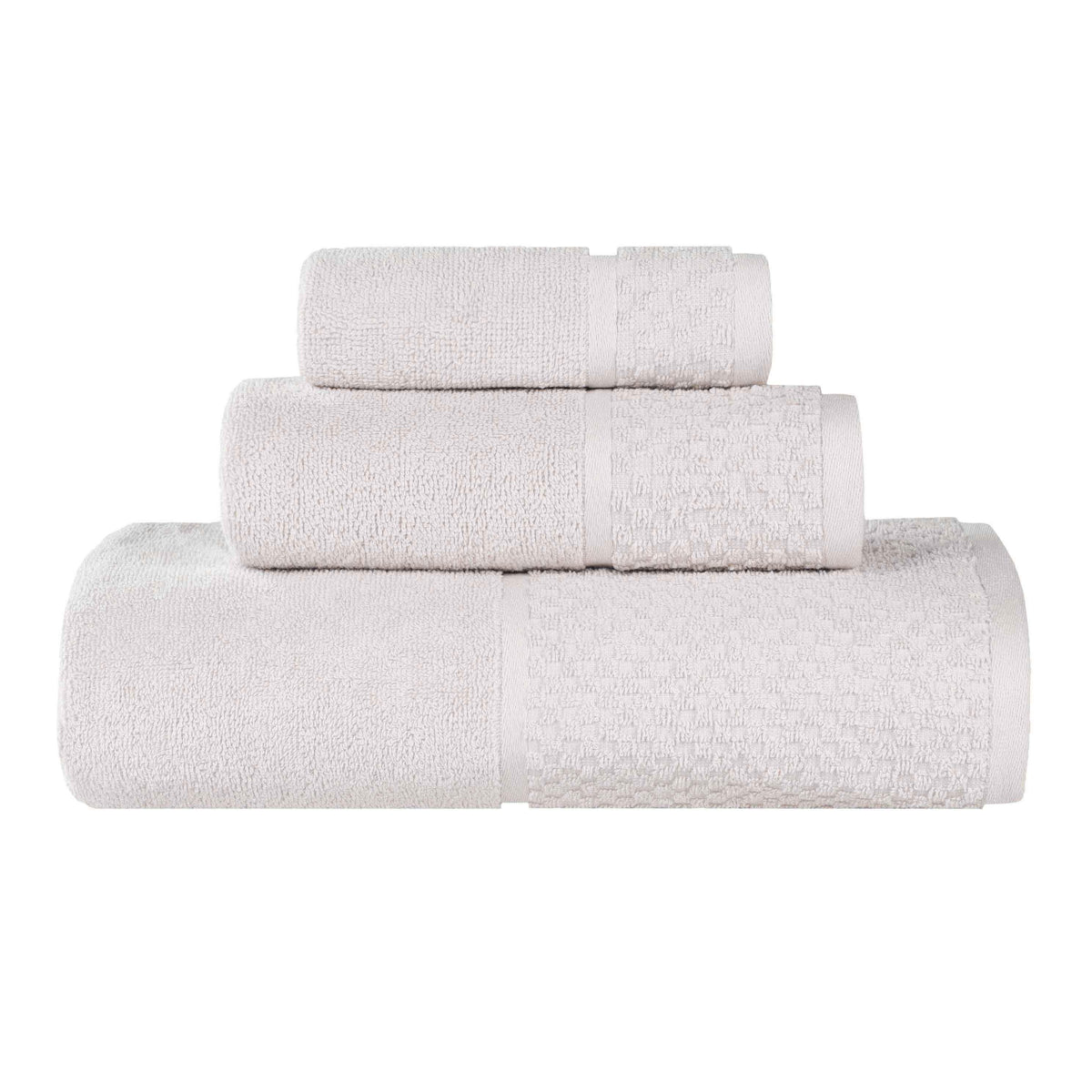 Lodie Cotton Plush Absorbent Jacquard Solid 3 Piece Assorted Towel Set