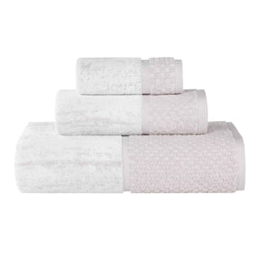 Lodie Cotton Plush Soft Jacquard Two-Toned 3 Piece Assorted Towel Set