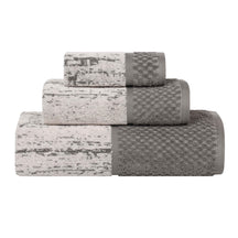 Lodie Cotton Plush Soft Jacquard Two-Toned 3 Piece Assorted Towel Set