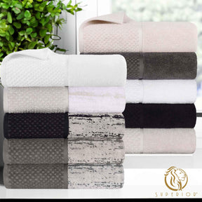 Lodie Cotton Plush Soft Jacquard Two-Toned 3 Piece Assorted Towel Set