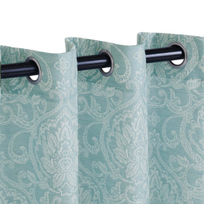 Lotus Jacquard Floral Damask Semi Sheer Curtain Panel Set
