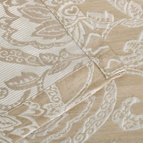 Lotus Jacquard Floral Damask Semi Sheer Curtain Panel Set