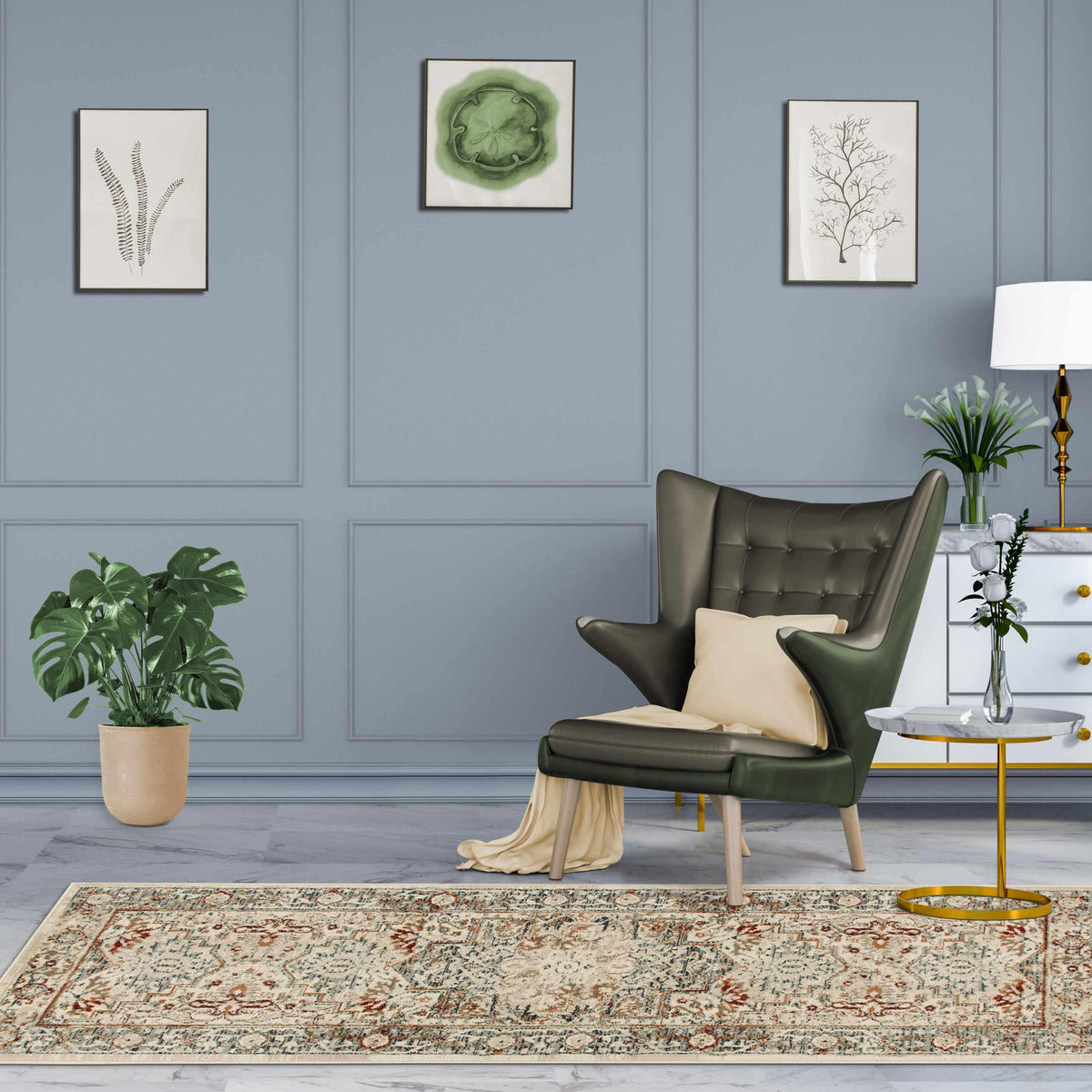 Lucida Distressed Medallion Area Rug