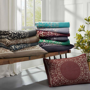 Lyron Cotton Blend Woven Jacquard Floral Scroll Bedspread Set
