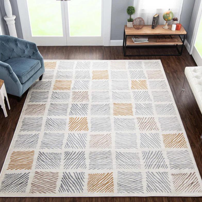 Lysandra Geometric Indoor Area Rugs Or Runner Rug Grey