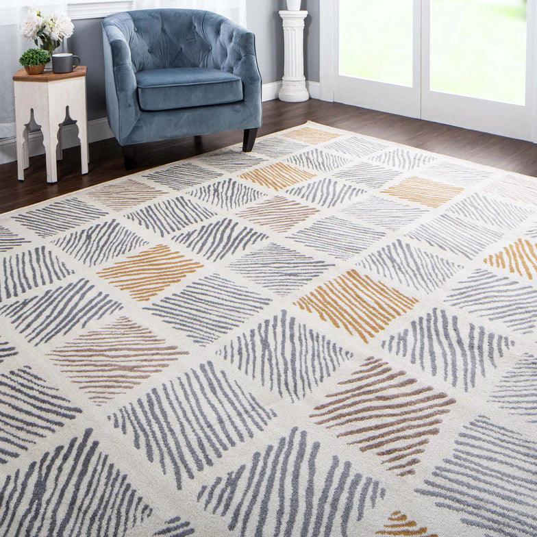 Lysandra Geometric Indoor Area Rugs Or Runner Rug Grey