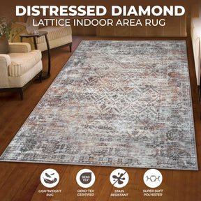 Macaw Diamond Lattice Non-Slip Washable Indoor Area Rugs or Runner Rug