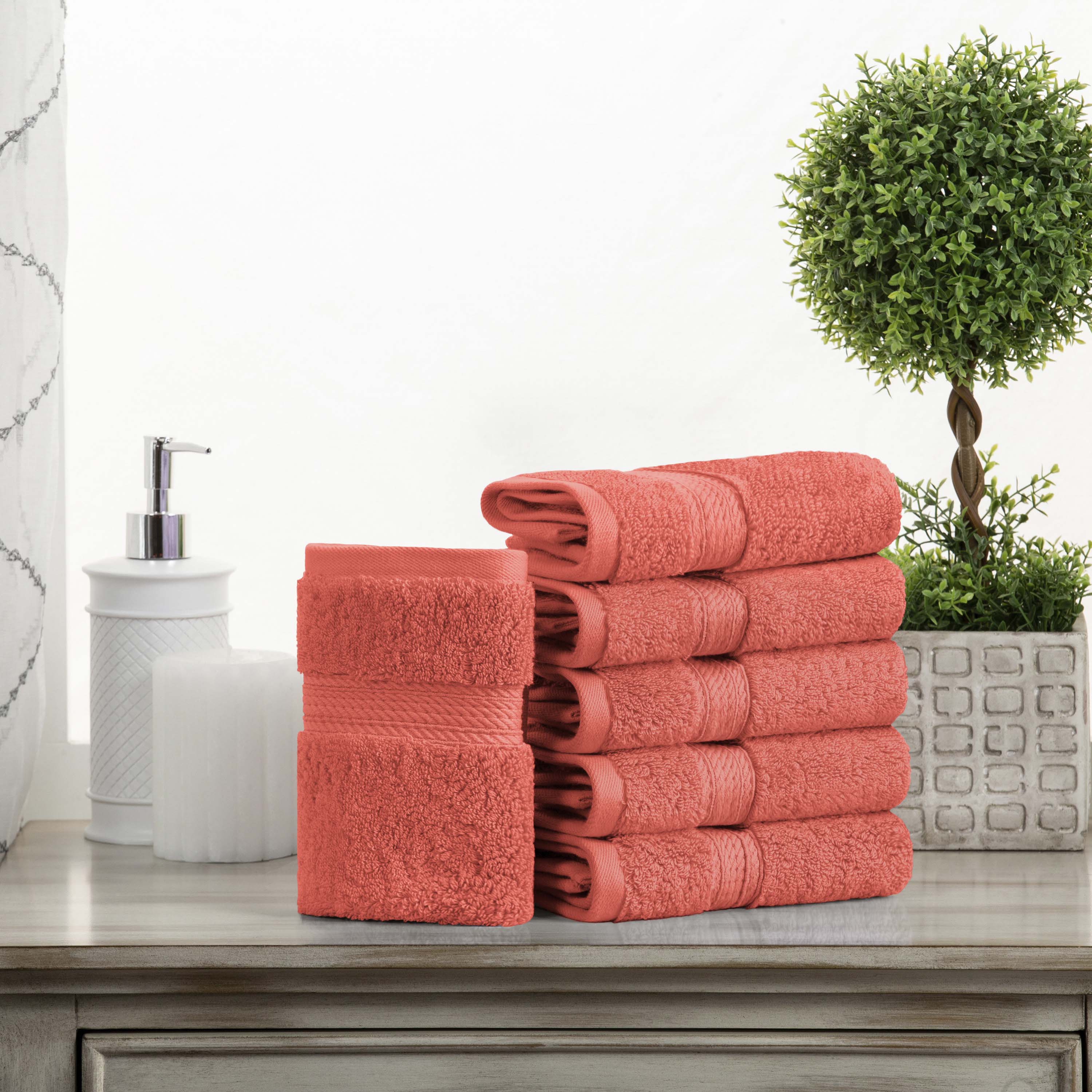 Superior Madison Egyptian Cotton Plush Face Towel Washcloth Set of 6