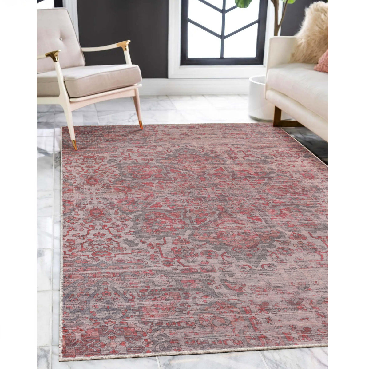 Manakin Bohemian Medallion Non-Slip Washable Indoor Area Rug