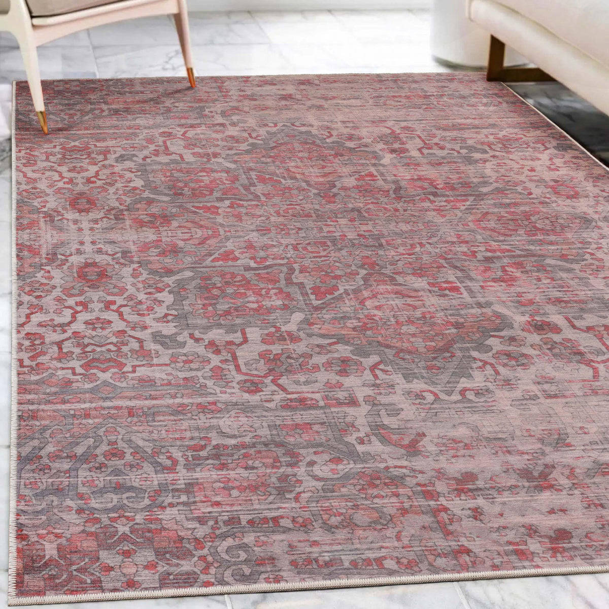 Manakin Bohemian Medallion Non-Slip Washable Indoor Area Rug