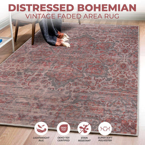 Manakin Bohemian Medallion Non-Slip Washable Indoor Area Rug