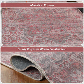 Manakin Bohemian Medallion Non-Slip Washable Indoor Area Rug