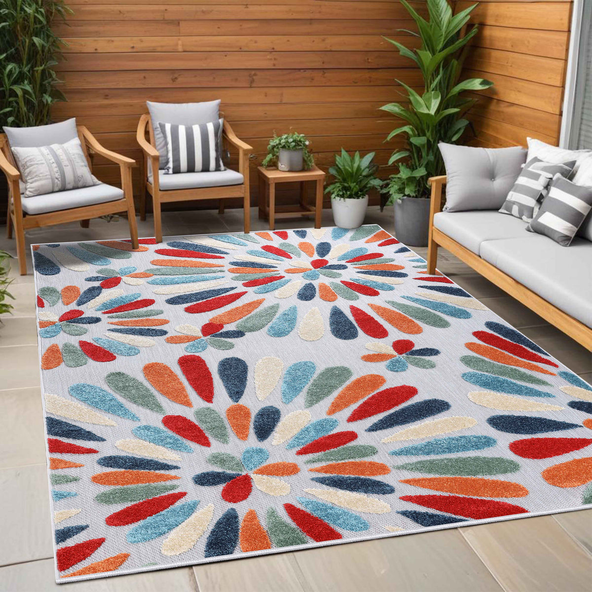 Marigold Oversized Floral Area Rug Transitional Indoor Outdoor Rugs