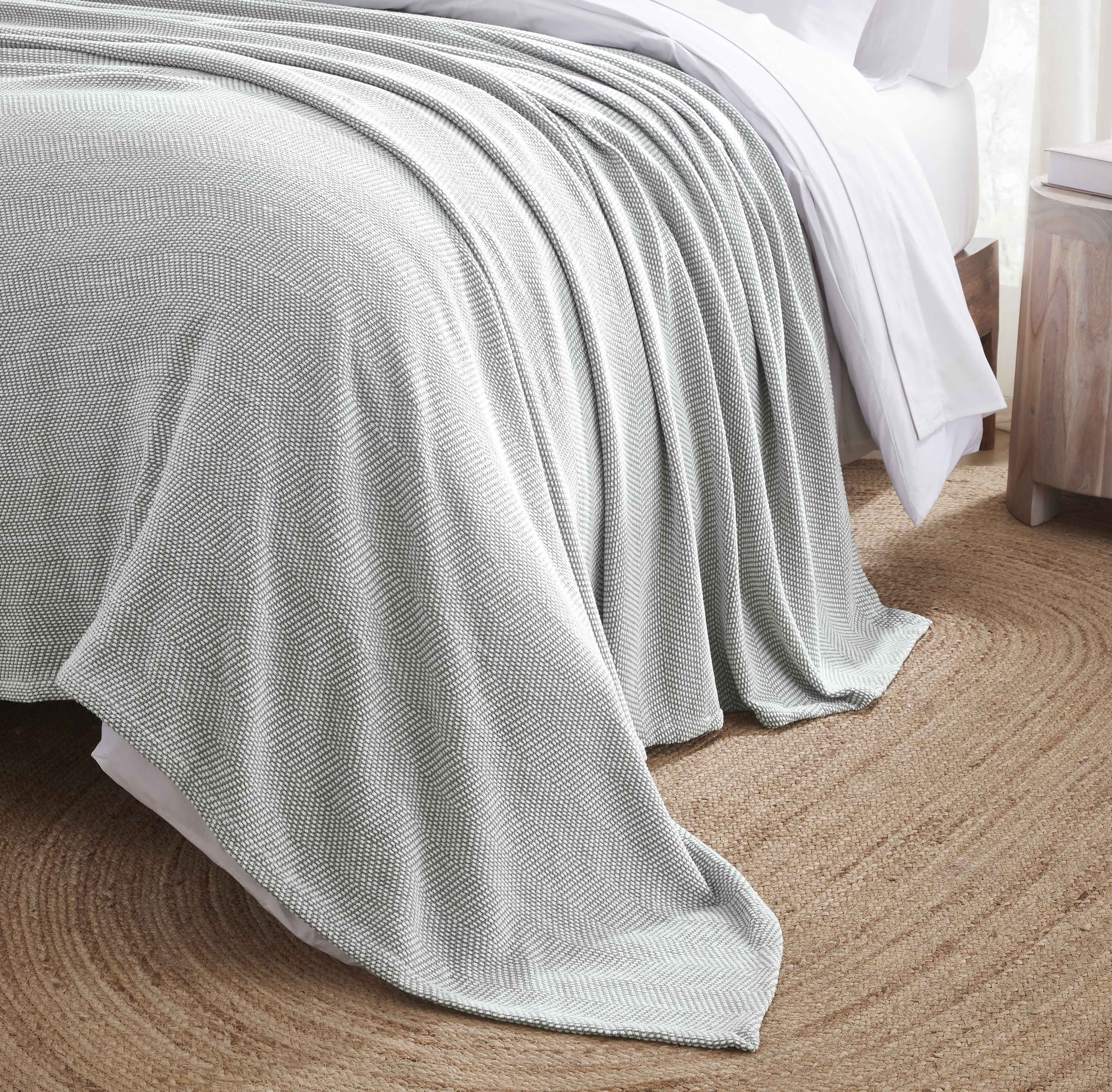 Maya Chenille Herringbone Soft Textured Medium Weight Cotton Blanket