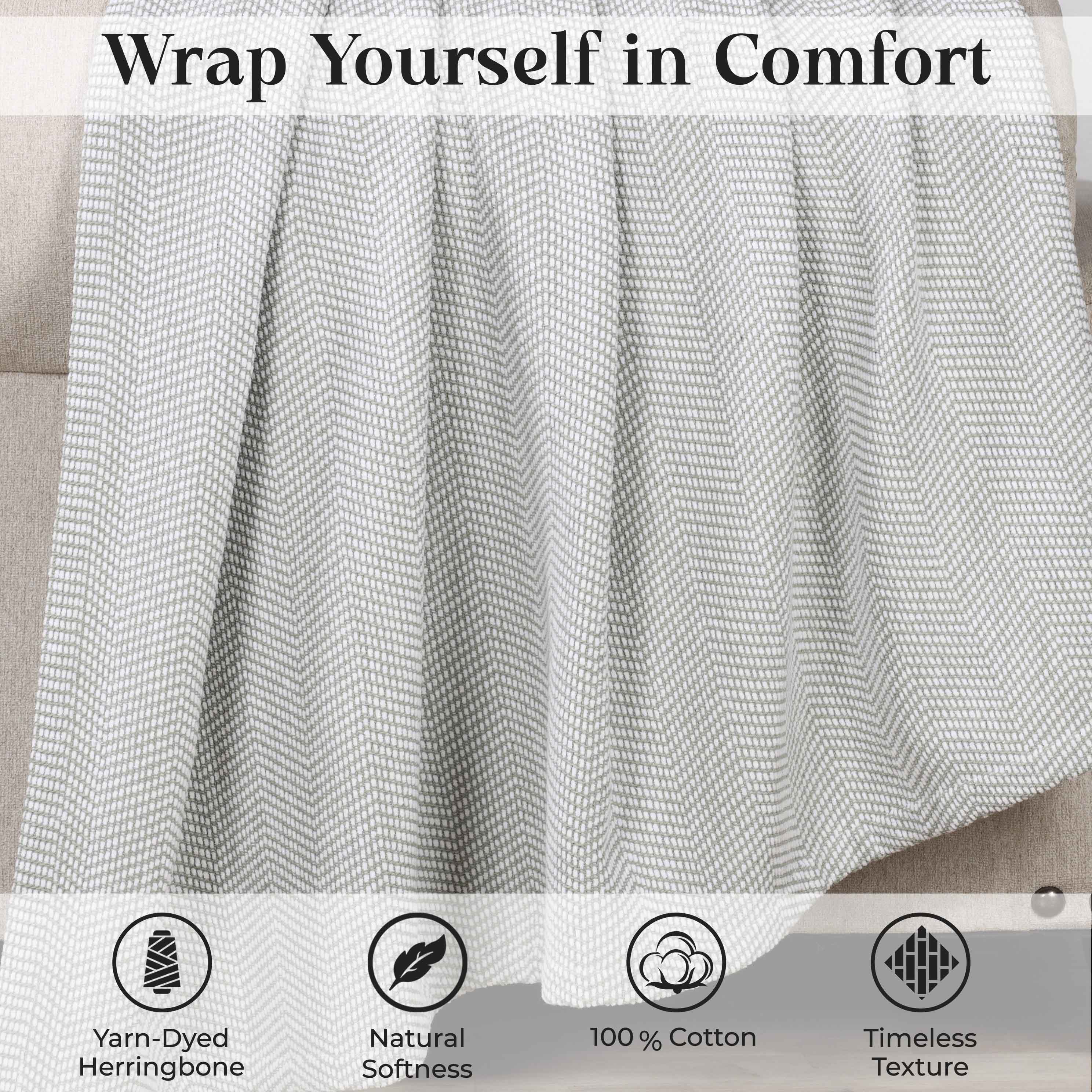 Maya Chenille Herringbone Soft Textured Medium Weight Cotton Blanket