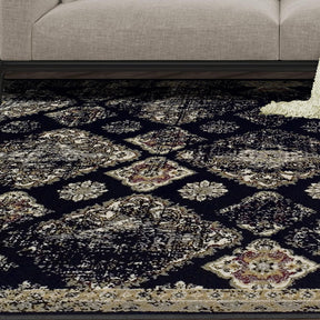 Mayfair Distressed Damask Indoor Area Rug or Runner Rug Or Door Mat