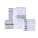 Medallion Cotton Jacquard Textured Soft Absorbent 12 Piece Towel Set