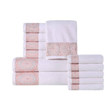 Medallion Cotton Jacquard Textured Soft Absorbent 12 Piece Towel Set