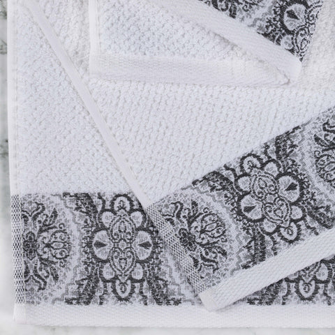 Medallion Cotton Jacquard Textured Soft Absorbent 3 Piece Towel Set