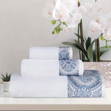 Medallion Cotton Jacquard Textured Soft Absorbent 3 Piece Towel Set