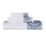 Medallion Cotton Jacquard Textured Soft Absorbent 3 Piece Towel Set
