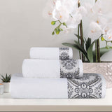 Medallion Cotton Jacquard Textured Soft Absorbent 3 Piece Towel Set