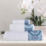 Medallion Cotton Jacquard Textured Soft Absorbent 3 Piece Towel Set