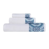 Medallion Cotton Jacquard Textured Soft Absorbent 3 Piece Towel Set