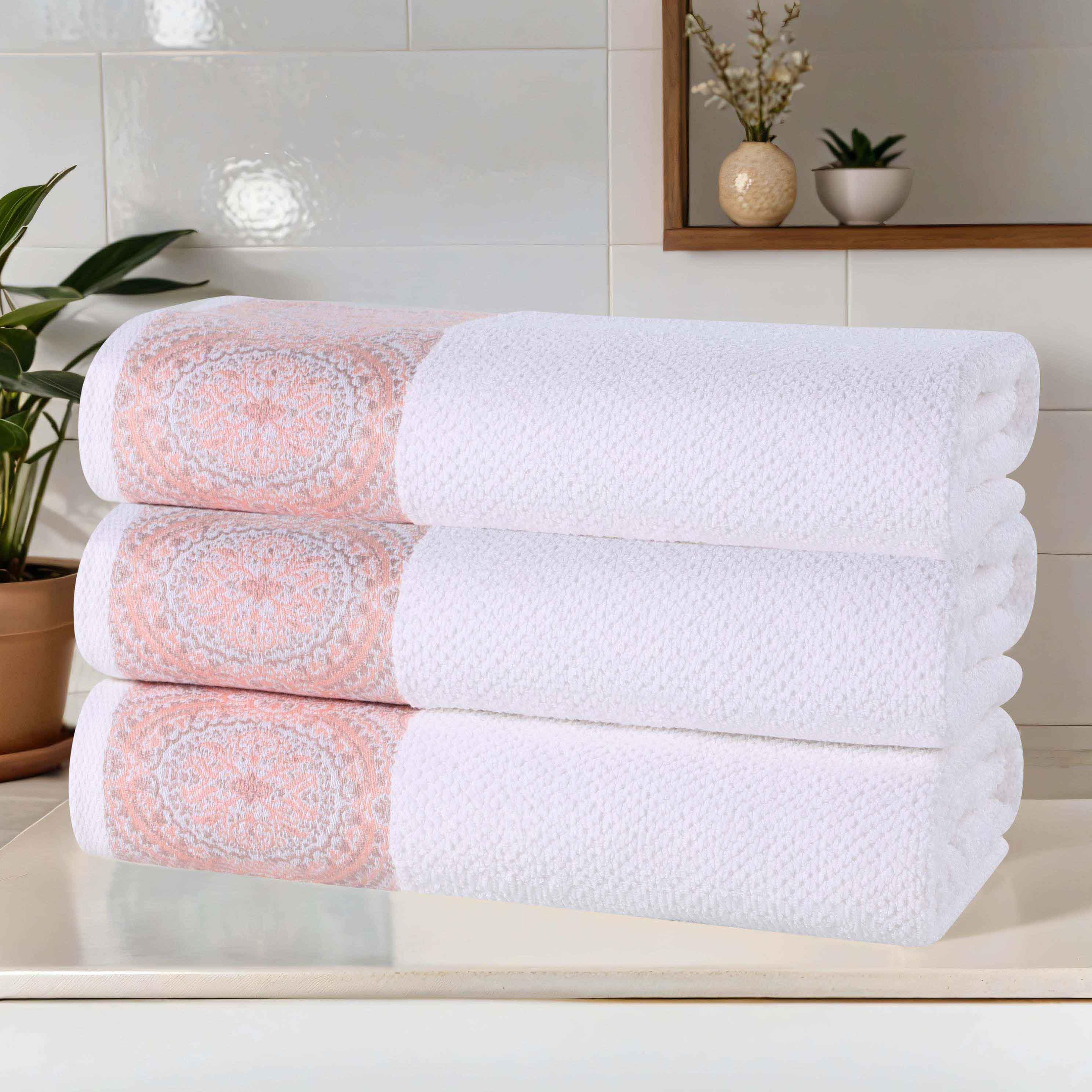 Cotton Jacquard Textured Absorbent Bath Towel Set of 3