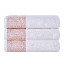 Medallion Cotton Jacquard Textured Soft Absorbent Bath Towel Set of 3