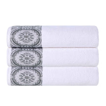 Medallion Cotton Jacquard Textured Soft Absorbent Bath Towel Set of 3