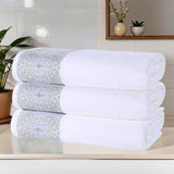 Cotton Jacquard Textured Absorbent Bath Towel Set of 3