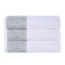 Medallion Cotton Jacquard Textured Soft Absorbent Bath Towel Set of 3