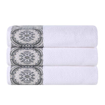 Medallion Cotton Jacquard Textured Soft Absorbent Bath Towel Set of 3