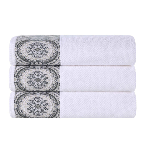 Cotton Jacquard Textured Absorbent Bath Towel Set of 3