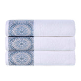 Medallion Cotton Jacquard Textured Soft Absorbent Bath Towel Set of 3