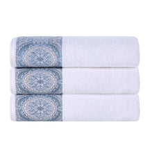Medallion Cotton Jacquard Textured Soft Absorbent Bath Towel Set of 3